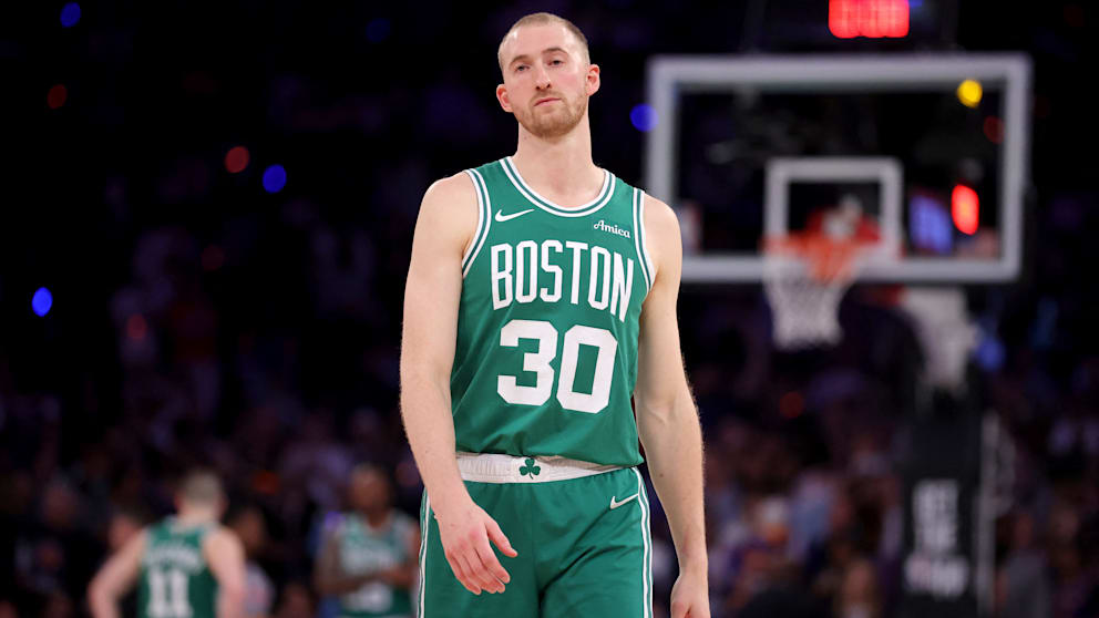 Sauer! Celtics-Profi Derrick White (30) bei der Pleite gegen die Knicks