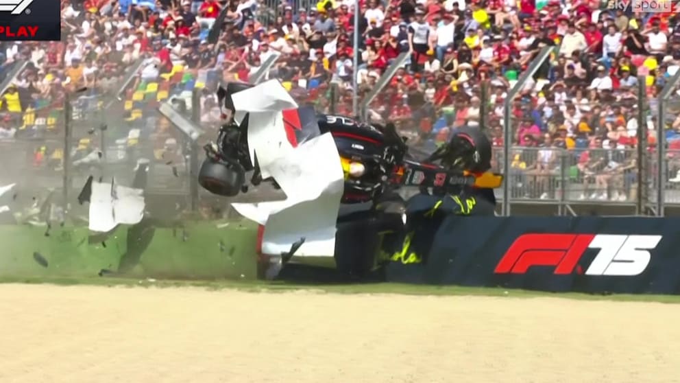 Nachdem sich der Red Bull in den Kies gegraben hatte, hob der Brause-Bolide von Tsunoda ab