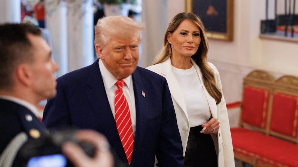 US-Präsident Donald Trump und Ehefrau Melania bei einem gemeinsamen Auftritt im Weißen Haus am 8. Mai