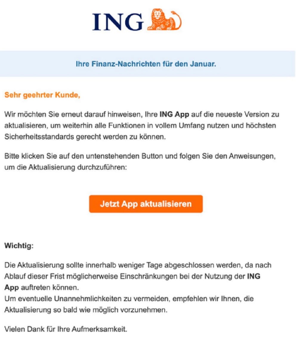 Achtung! So sieht die Betrugs-Mail aus
