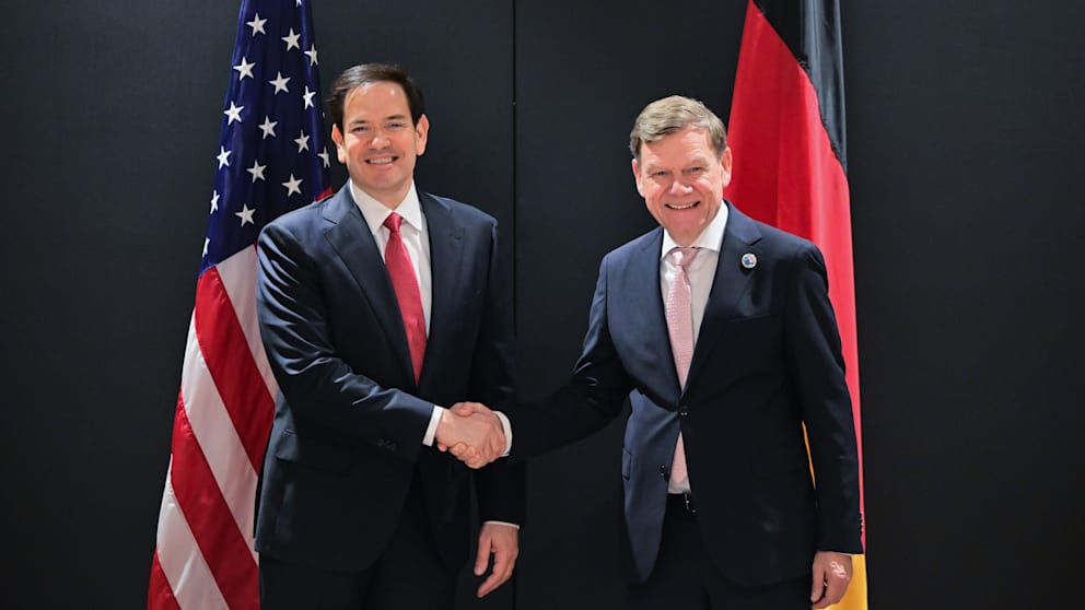 US-Außenminister Marco Rubio (53, l.) am Donnerstag mit seinem deutschen Amtskollegen Wadephul