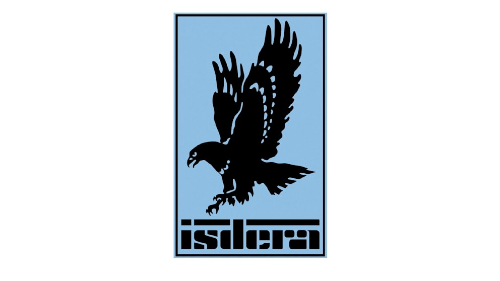 Das Firmenlogo von Isdera ziert ein schwarzer Adler auf blauem Grund