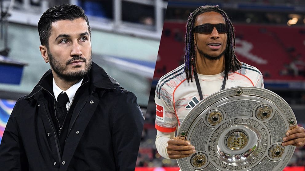 Nuri Sahin (l.) blieb als BVB-Trainer glücklos, Michael Olise holte mit Bayern die Schale