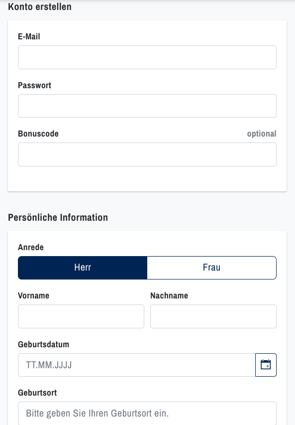 ADMIRALBET Registrierung
