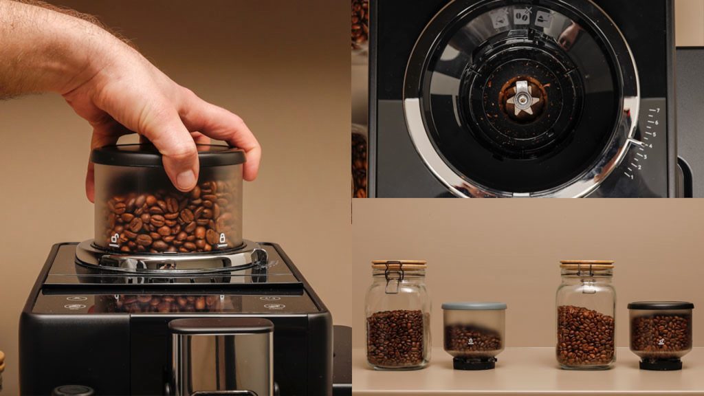 Bestenliste Kaffeevollautomaten: DeLonghi Rivelia Bohnenbehälter