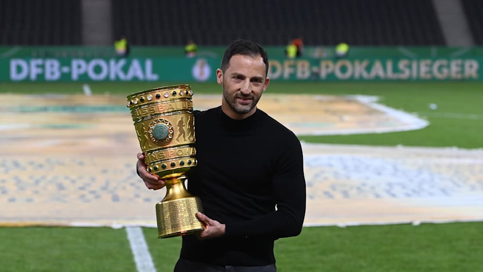 Domenico Tedesco nach dem Pokalsieg mit RB Leipzig im Jahr 2022