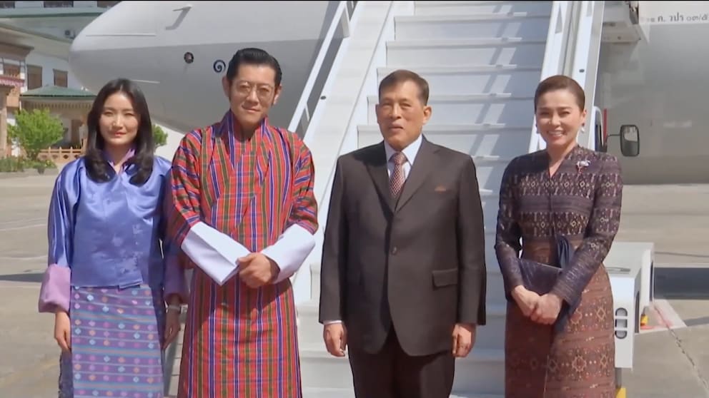 Bhutans Königing Jetsun Pema (34) und König Jigme Khesar Namgyel Wangchuck (46) begrüßten ihre thailändischen Staatsgäste König Maha Vajiralongkorn und Königin Suthida (46)