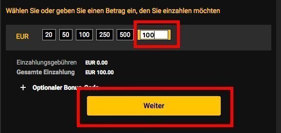 bwin Einzahlunsbetrag wählen