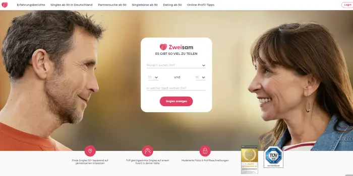 Startseite der Dating-Seite Zweisam