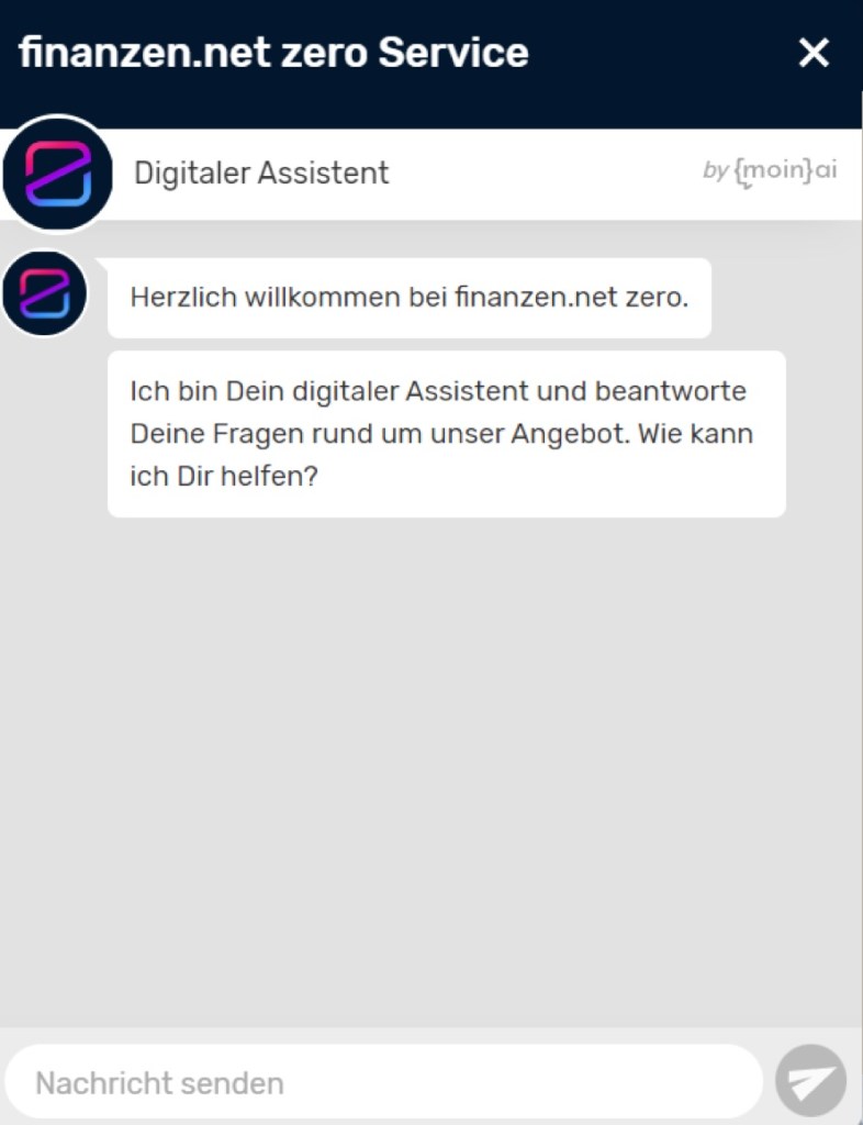 Screenshot Finanzen.net zero Service Chat