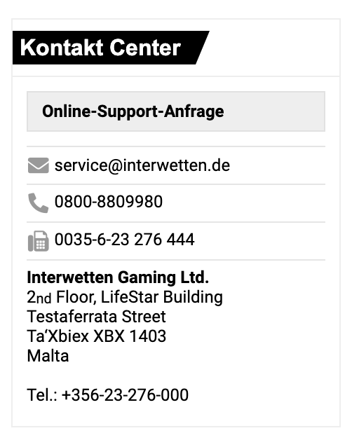 Interwetten Kundenservice