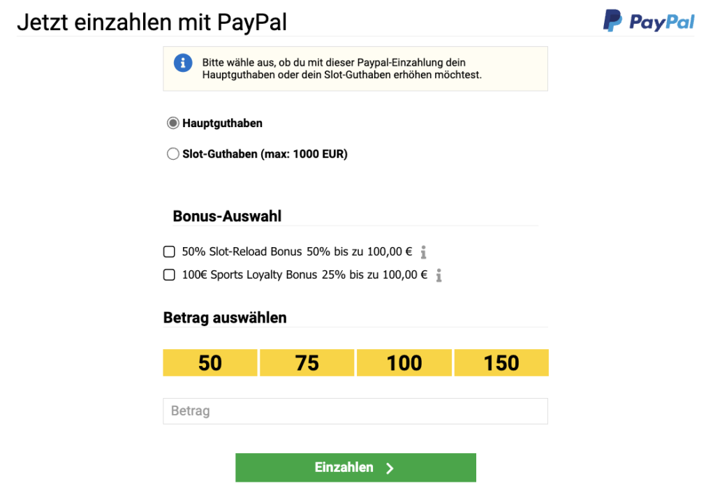 PayPal Interwetten Einzahlung
