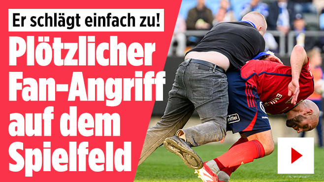 Er schlägt einfach zu!: Plötzlicher Fan-Angriff auf dem Spielfeld