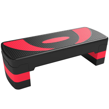 Steppbrett Aerobic-Stepper höhenverstellbar mit 3 Stufen (10/15/20 cm) Rot