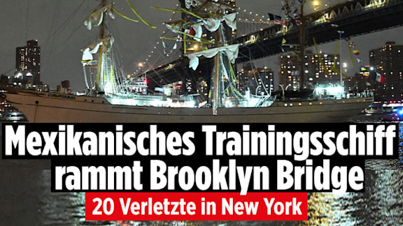 20 Verletzte in New York: Mexikanisches Trainingsschiff rammt Brooklyn Bridge