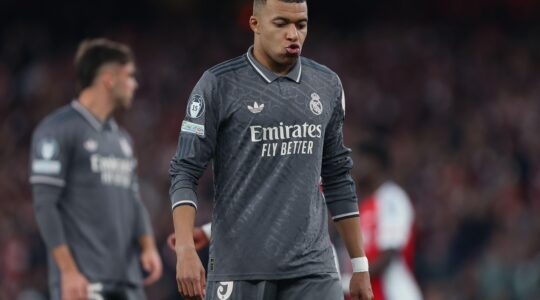 Kylian Mbappe of Real Madrid - Arsenal v Real Madrid, UEFA Champions League Quarter Final 1st Leg, Emirates Stadium, London, UK - 8th April 2025
