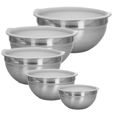 5-teiliges Schüssel Set Rührschüsseln mit Deckeln aus Edelstahl Salatschüssel