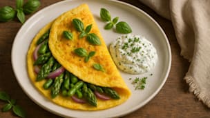 Rezept: Frühlings-Omelette mit Spargel und ohne Zucker