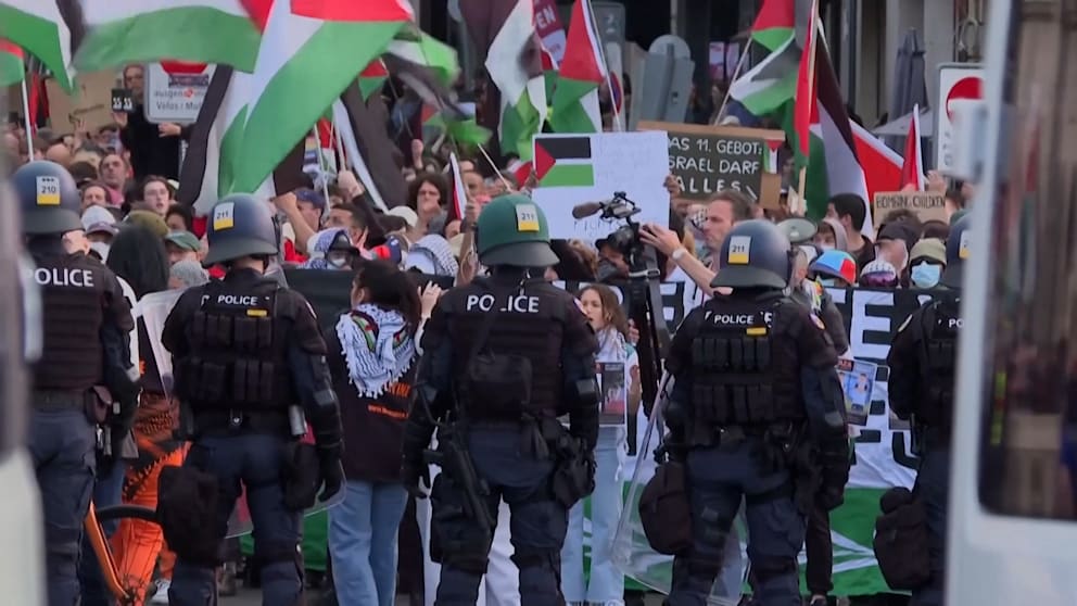 Massenproteste gegen Israel beim ESC: Palästina-Demo zieht durch Basel