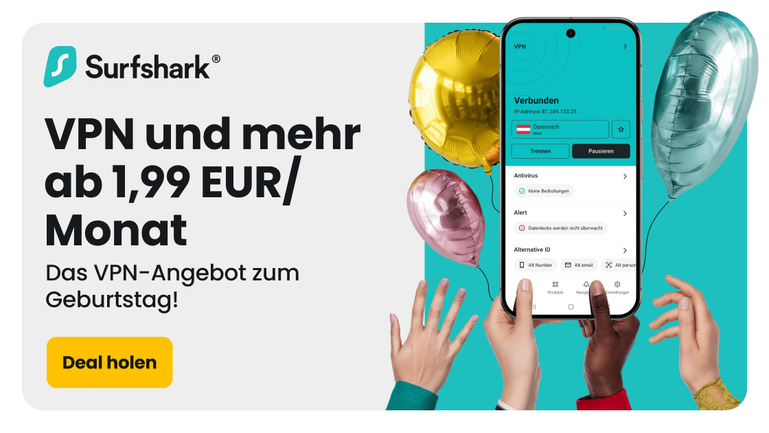 Surfshark Geburtstagsangebot: ab 1,99€ pro Monat