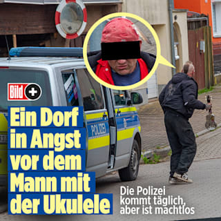 Dorfbewohner in Angst vor dem Mann mit der Ukulele