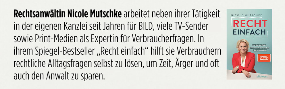 Nicole Mutschke „Recht einfach“; Südwest Verlag; ISBN-10 3517103519; 192 Seiten; 16 Euro