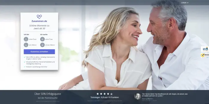 Startseite der Dating Plattform Zusammen.de