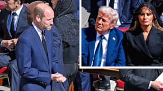 Papst-Trauerfeier: Trump erstaunt mit blauem statt schwarzem Anzug