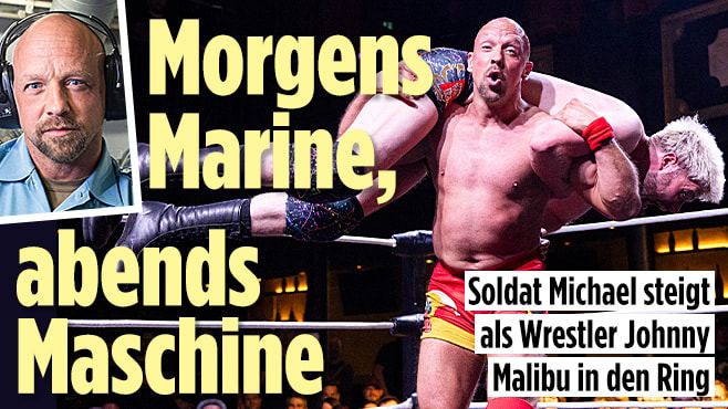 Im Ring wird Marine-Soldat Michael zu Wrestler Johnny Malibu