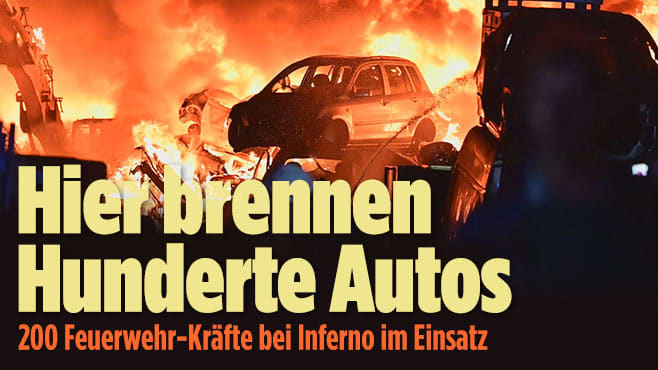 Großbrand bei Oldenburg: Feuerwehr löscht hunderte Autos in Hatten