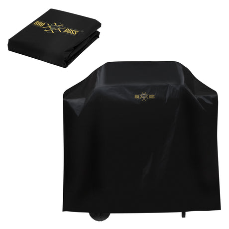 Premium Grillabdeckung Größe M 147x61x122 cm Schwarz aus Oxford-Stoff BBQ#BOSS