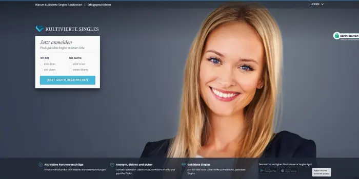 Startseite der Partnerbörse Kultivierte Singles